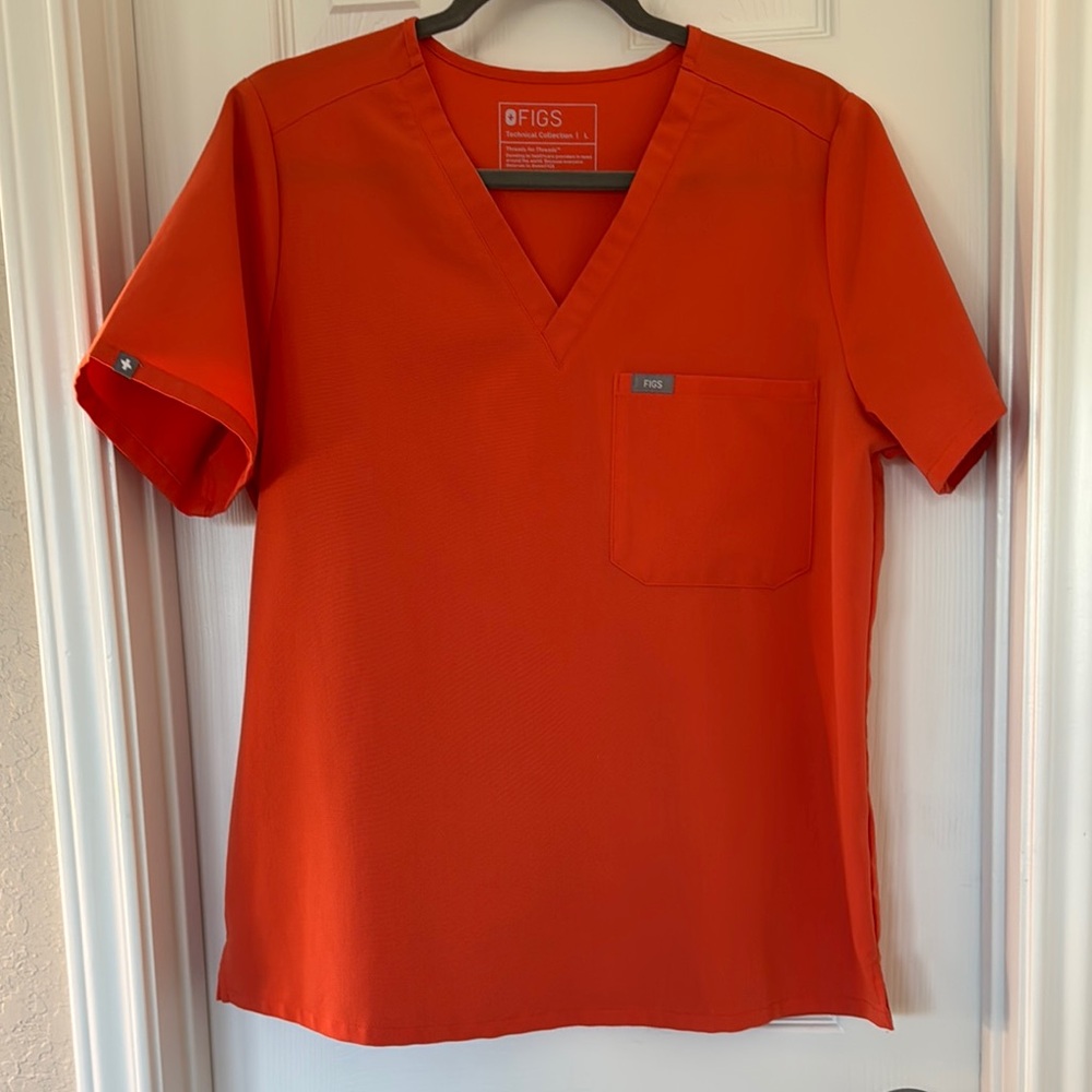 Figs Orange V-Neck scrub top